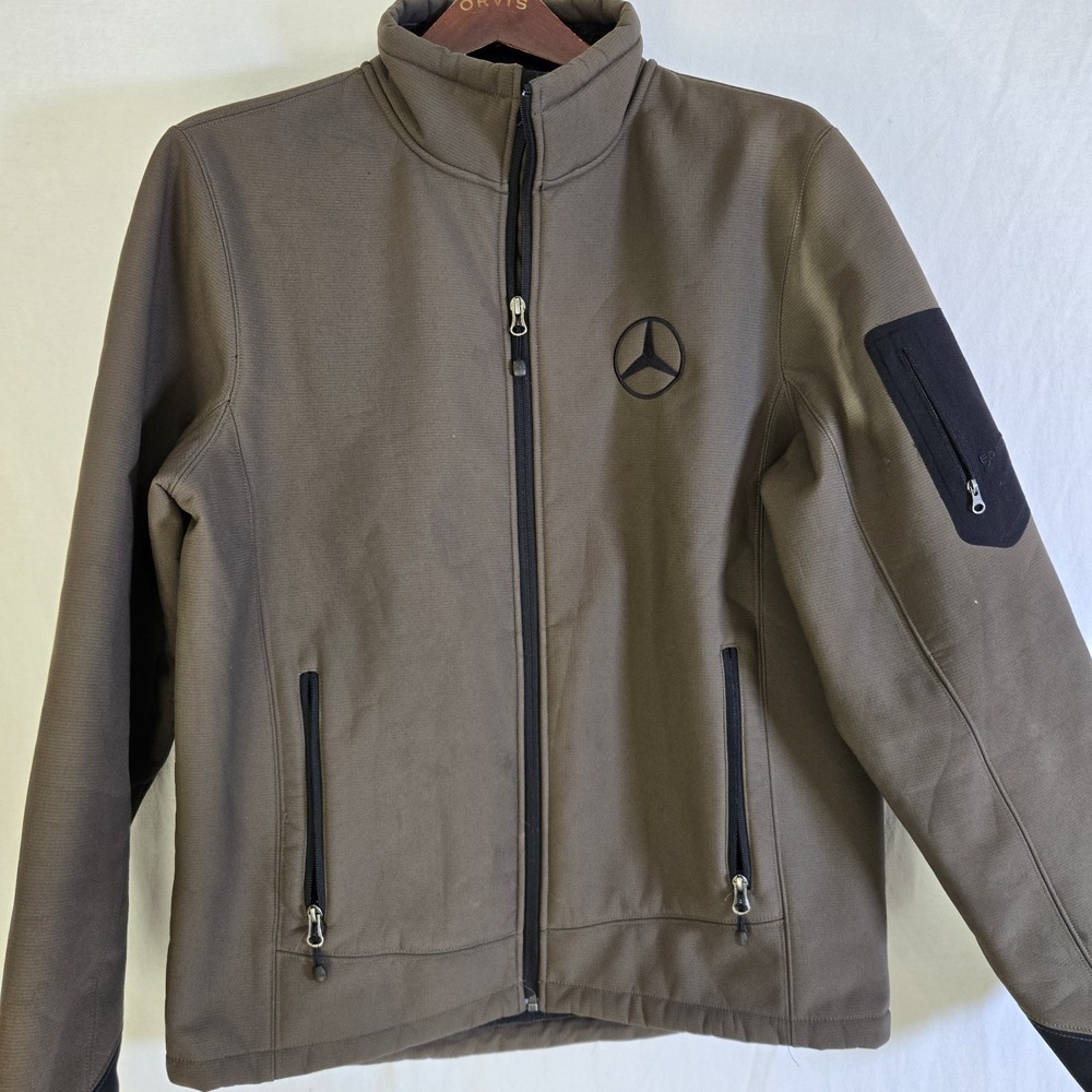Mercedes-benz Embroidered Eddie Bauer Jacket Mens M Sherpa Lined Drk Brown